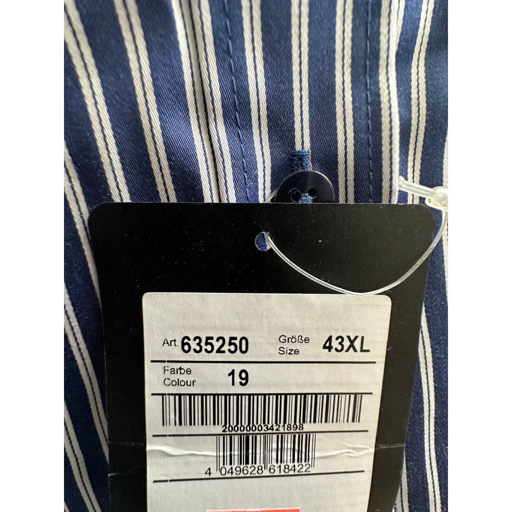 Jacques Britt Custom Fit Dress Shirt Quiet Luxury XL Blue Striped Cotton NWT - Picture 6 of 7